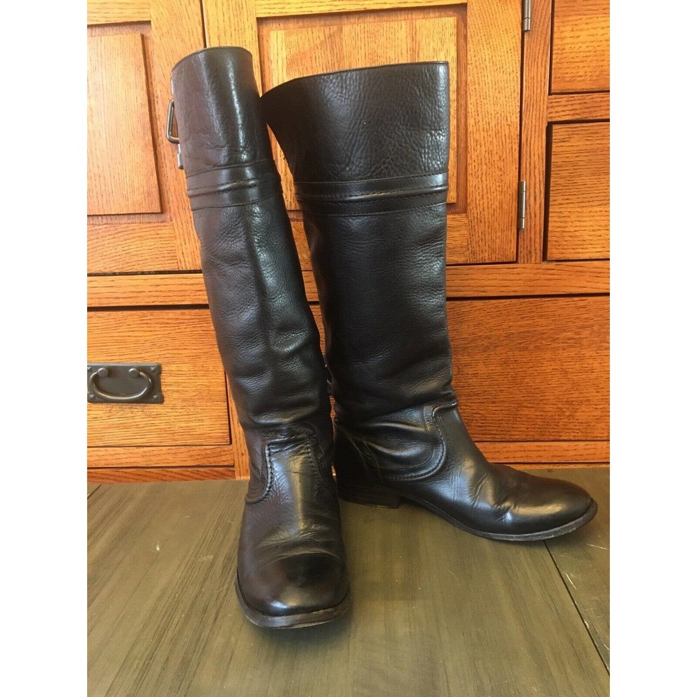 Frye 76442 Melissa Trapunto Women Black Leather Tall Pull On Riding Boots 8.5 B